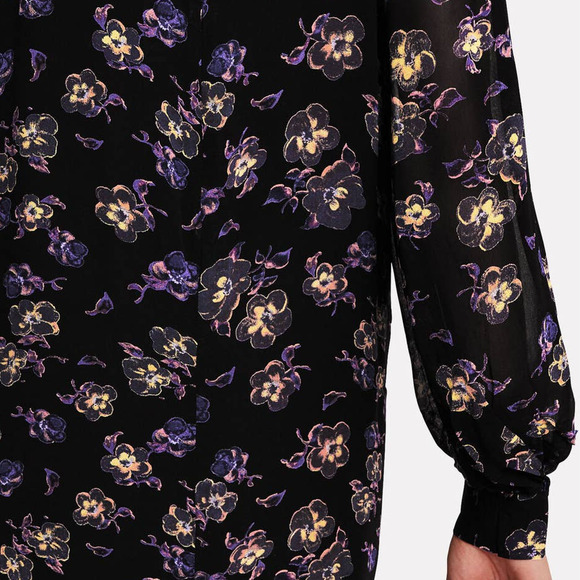 Ganni Floral Georgette Long Sleeve Shift Mini Dress Multicolor‎ Size 36 - Picture 6 of 11